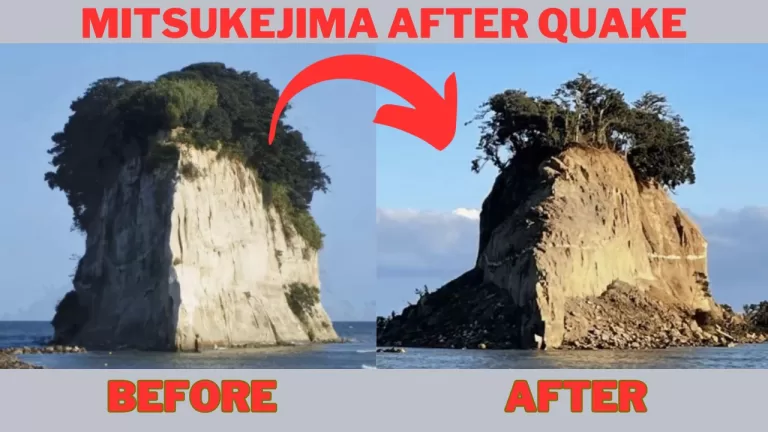 Parts of Mitsukejima Island Collapse After M7.4 Earthquake