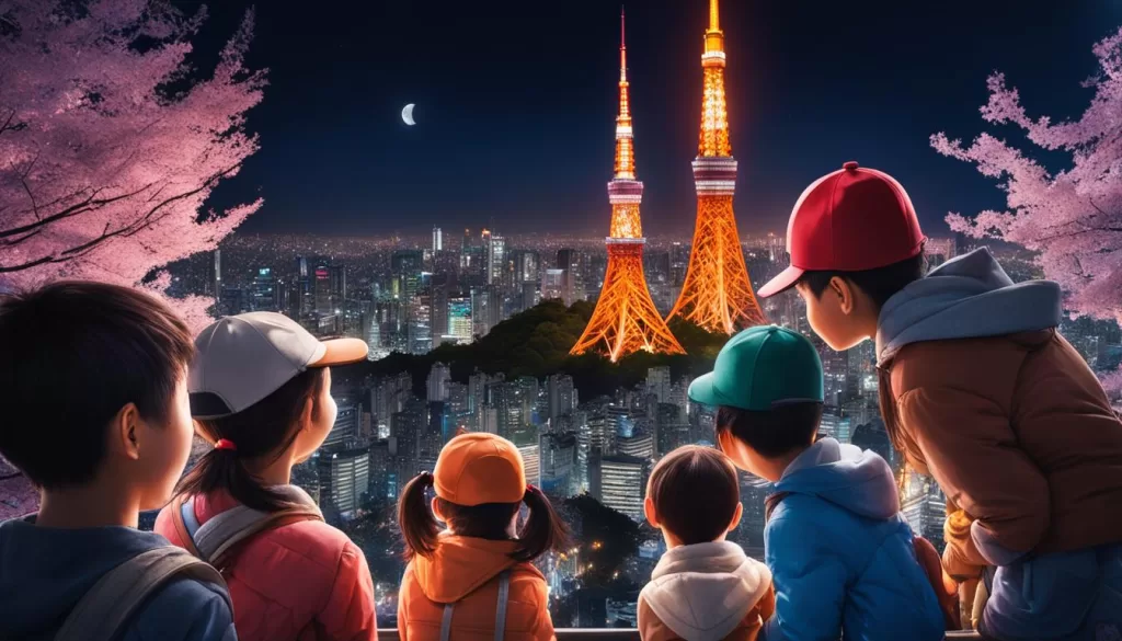 tokyo tower with kids