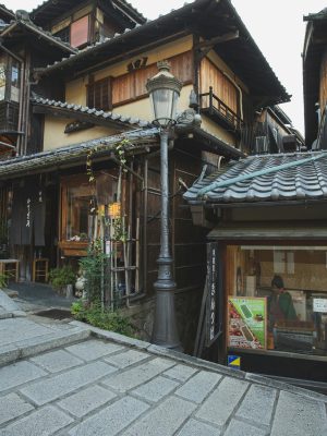 Facades of authentic Asian building in Japan